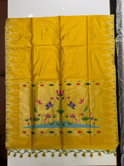 Soft Khadi Raw SIlk Lotus Pallu Paithani Saree
