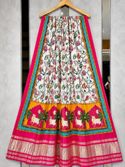 Pure Gaji SIlk Pink Pichwai Dupatta