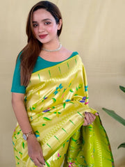 All Over Jaal Weaving Brocket Paithani Soft Silk Saree