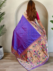Soft Silk Parrot Peacock Border Paithani Saree