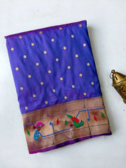 Soft Silk Parrot Peacock Border Paithani Saree