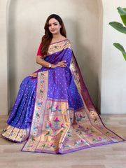 Soft Silk Parrot Peacock Border Paithani Saree