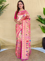 All Over Jaal Weaving Brocket Paithani Soft Silk Saree
