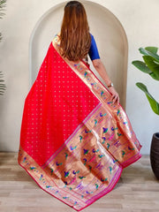 Soft Silk Parrot Peacock Border Paithani Saree