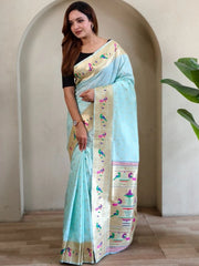 Soft Silk Parrot Peacock Border Paithani Saree