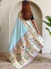 Soft Silk Parrot Peacock Border Paithani Saree