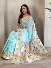 Soft Silk Parrot Peacock Border Paithani Saree