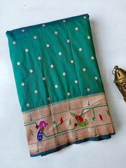Soft Silk Parrot Peacock Border Paithani Saree