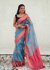 Handcrafted Crush Tissue Silk Saree