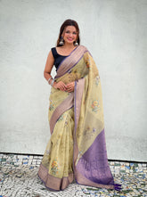 Handcrafted Crush Tissue Silk Saree