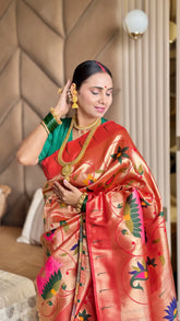 Maharastrian Designer Paithani Soft Silk Saree
