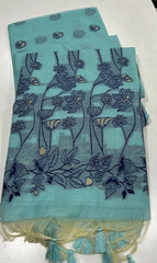Soft Chanderi Cotton Resham Weaving & Jamdani Pallu Saree