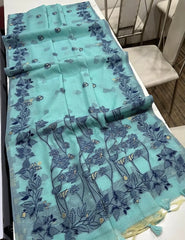 Soft Chanderi Cotton Resham Weaving & Jamdani Pallu Saree