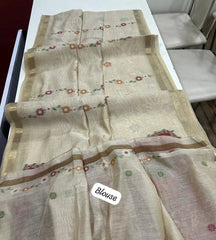 Premium Muga Cotton Resham Floral Pallu Saree