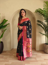Black Banarasi Intricate Color Thread Saree