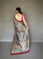 Kalamkari Fusion Printed Soft Silk Saree