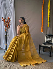 Royal Tissue Silk Zari Weaving & Mango Border Saree