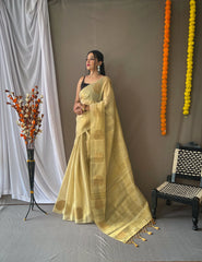 Royal Tissue Silk Zari Weaving & Mango Border Saree