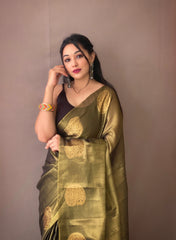 Royal Tissue Silk Zari Weaving & Mango Border Saree