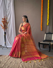 Royal Tissue Silk Zari Weaving & Mango Border Saree