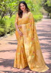 Organza Zari Woven Festive Wear Saree