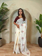 Kota Doriya Chex Pattern Designer Embroidery Work Saree