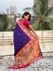 Paithani Meenakari Swan Fancy Border Saree