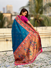 Paithani Meenakari Swan Fancy Border Saree