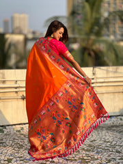 Paithani Meenakari Swan Fancy Border Saree