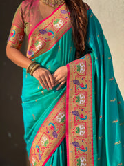 Paithani Meenakari Swan Fancy Border Saree