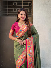 Paithani Meenakari Swan Fancy Border Saree
