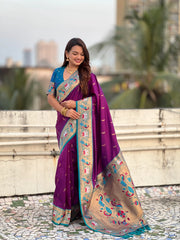 Paithani Meenakari Swan Fancy Border Saree