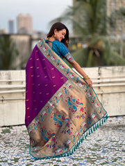 Paithani Meenakari Swan Fancy Border Saree