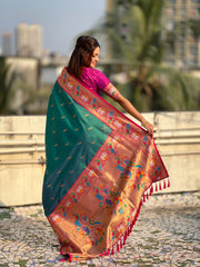Paithani Meenakari Swan Fancy Border Saree