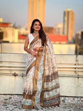Soft Chanderi Crush Floral Printed Saree