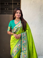 Paithani Meenakari Swan Fancy Border Saree