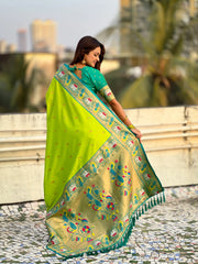 Paithani Meenakari Swan Fancy Border Saree
