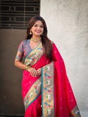 Paithani Meenakari Swan Fancy Border Saree