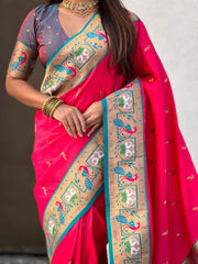 Paithani Meenakari Swan Fancy Border Saree