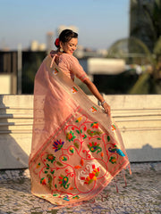 Soft Organza Rajhans Paithani Saree