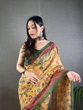 Kalamkari Printed Pure Malai Cotton Saree