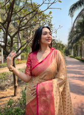 Tissue Zari Woven South Indian Saree