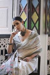 Premium Soft Muga Cotton Saree – Warli Pallu Style
