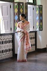 Premium Soft Muga Cotton Saree – Warli Pallu Style