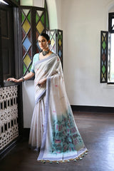 Premium Soft Muga Cotton Saree – Warli Pallu Style