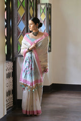 Premium Soft Muga Cotton Saree – Warli Pallu Style