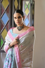 Premium Soft Muga Cotton Saree – Warli Pallu Style
