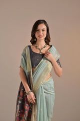 Premium Kamdhenu Pichwai Muga Silk Saree