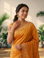 Soft Khadi Raw SIlk Lotus Pallu Paithani Saree