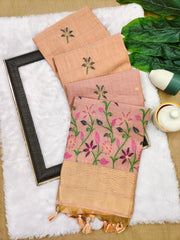 Soft Floral Chanderi Cotton Jamdani Saree